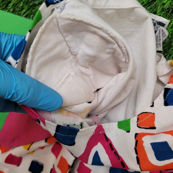 VTG 80s Oversized Boxy Top w/ Shoulder Pads Beaded Memphis AOP Womens L/XL - Picture 4 of 5